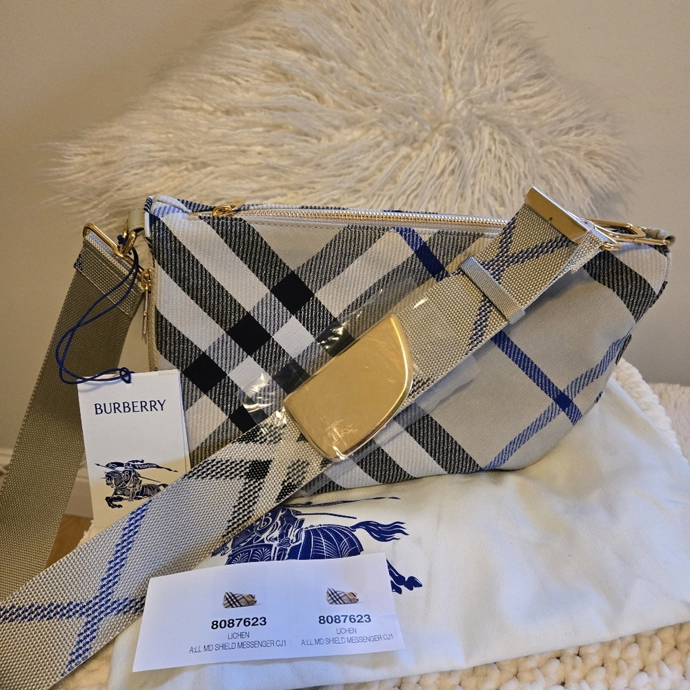 BurberryMedium Shield Checkered Shoulder/Crossbody Bag NWT
